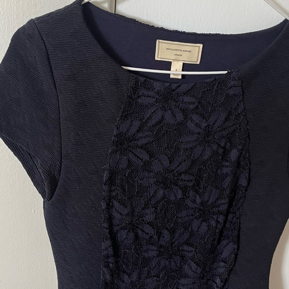Moulinette Soeurs Anthropologie Jocelyn Navy Blue Shift Dress - Picture 6 of 8
